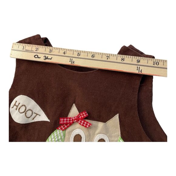 Funtasia! Too Toddler 4R Jumper Dress Owl Patchwork Corduroy Fall Ruffles - Picture 10 of 11